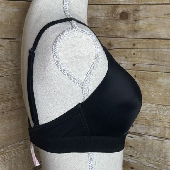 PINK VICTORIA'S SECRET BLACK WEAR EVERYWHERE WIRELESS LIGHTLY LINED BRA SIZE 36D - Picture 3 of 3